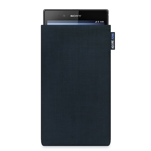 The picture shows the front of Classic Sleeve for Sony Xperia Z Ultra in color Black; As an illustration, it also shows what the compatible device looks like in this bag