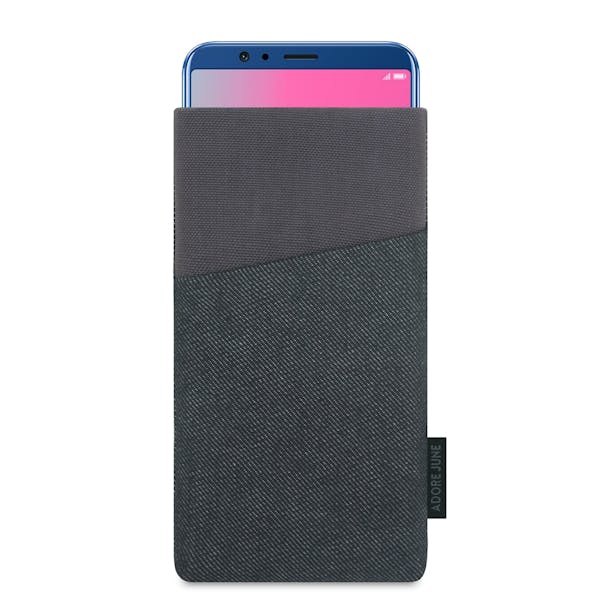 The picture shows the front of Clive Sleeve for Honor View 10 and Honor View 20 in color Black / Grey; As an illustration, it also shows what the compatible device looks like in this bag