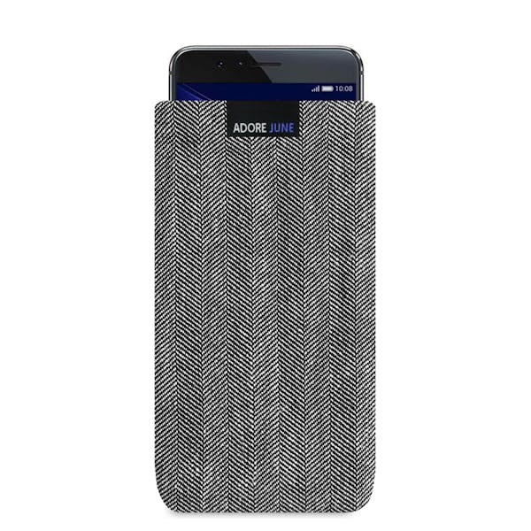 The picture shows the front of Business Sleeve for Honor 8 in color Grey / Black; As an illustration, it also shows what the compatible device looks like in this bag