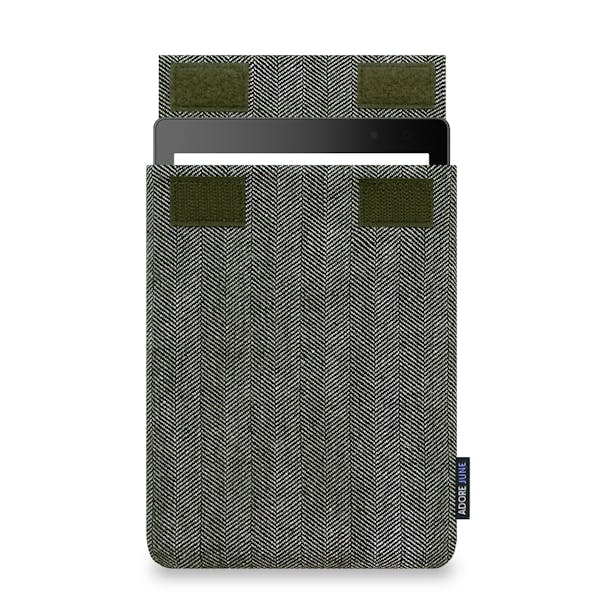 Das Bild zeigt die Vorderseite von Business Hülle für Kobo Aura ONE in Farbe Grau / Schwarz; Zur Veranschaulichung wird ebenfalls dargestellt, wie das kompatible Gerät in dieser Tasche aussieht