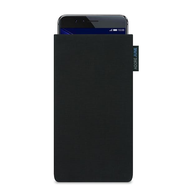 The picture shows the front of Classic Sleeve for Honor 8 in color Black; As an illustration, it also shows what the compatible device looks like in this bag