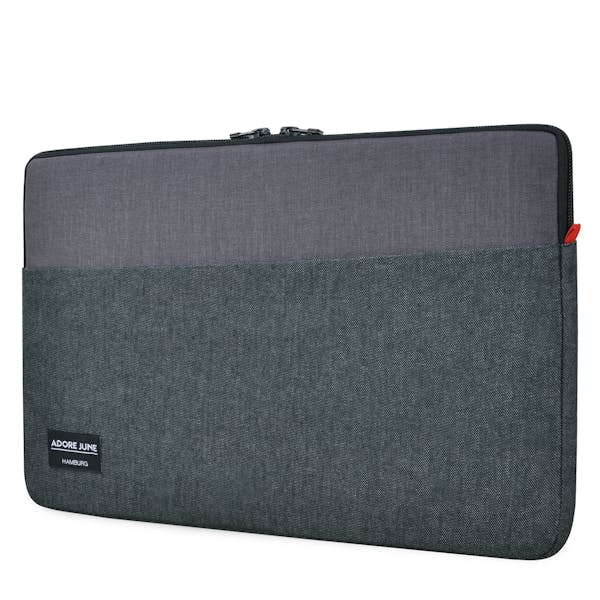 The picture shows the front of Clive Sleeve for Apple MacBook Pro 15 in color Black / Grey