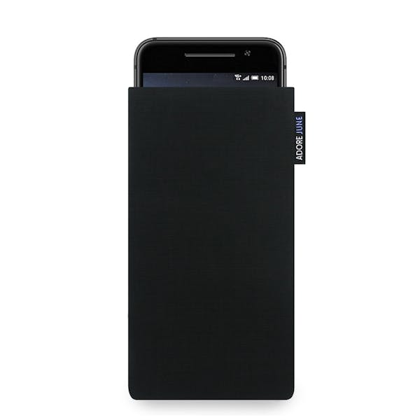 The picture shows the front of Classic Sleeve for HTC One A9 in color Black; As an illustration, it also shows what the compatible device looks like in this bag
